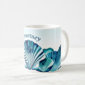 Blue Scallop Border Kaffeetasse (VorderseiteRechts)