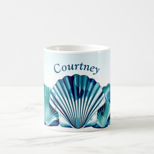 Blue Scallop Border Kaffeetasse (Mittel)