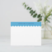 Blue Scallop Border Modern Stationer Note Card Einladung (Stehend Vorderseite)