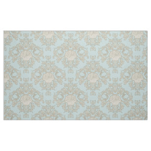 Blue Scallop Muschel Leaf Scroll Damask Ocean Beac Stoff