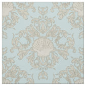 Blue Scallop Muschel Leaf Scroll Damask Ocean Beac Stoff (Muster)