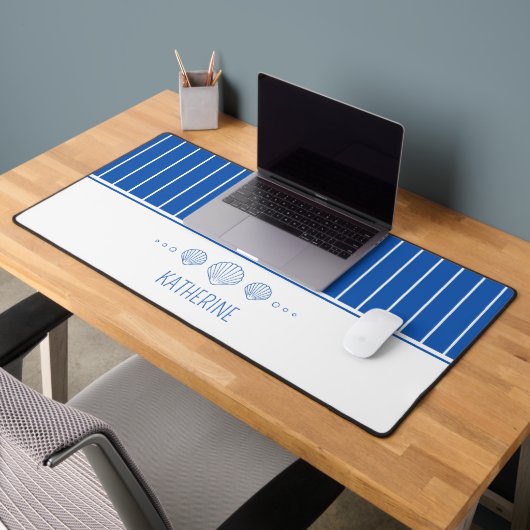 Blue Scallop Seashells Personalisiert Schreibtischunterlage (Büro 2)