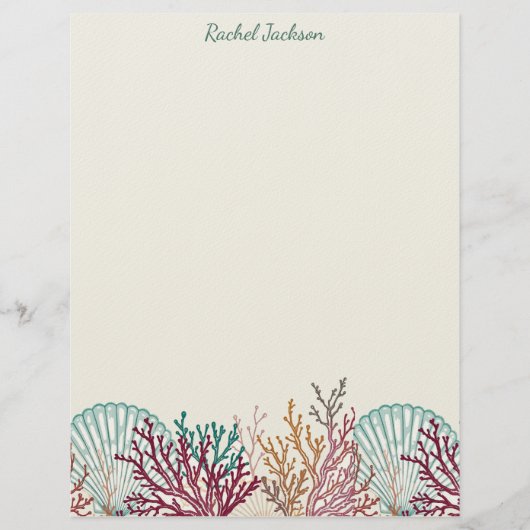 Blue Scallop Shells and Coral Briefbogen (Vorderseite)