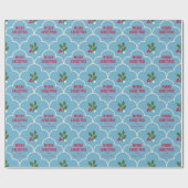 Blue Scallop Tile Weihnachtsspries Custom Geschenkpapier (Flach)