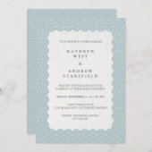 Blue Scalloped Japanisch Seigaiha Waves Hochzeit Einladung (Vorne/Hinten)