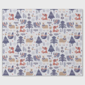 Blue Scandinavian Winter Fox Badger Geschenkpapier (Flach)