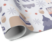 Blue Scandinavian Winter Fox Badger Geschenkpapier (Rolleneckpunkt)