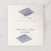 Blue Schach Set Schachbrett Place Escort Card Elfe Platzkarte (Außenseite Aufgefaltet)