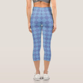 Blue Schachbrett Diamond Pattern Capri Leggings (Rückseite)