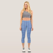 Blue Schachbrett Diamond Pattern Capri Leggings (Vorderseite)