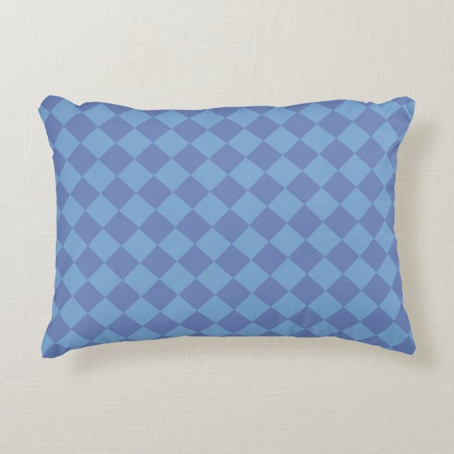 Blue Schachbrett Diamond Pattern Dekokissen (Vorderseite)