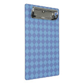 Blue Schachbrett Diamond Pattern Mini Klemmbrett (Schrägansicht)