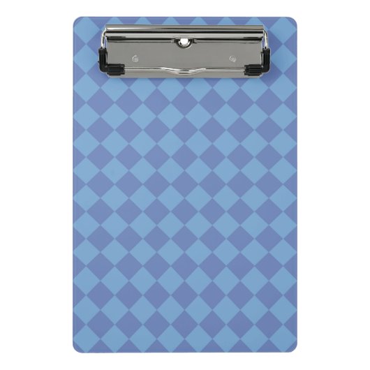 Blue Schachbrett Diamond Pattern Mini Klemmbrett (Vorderseite)