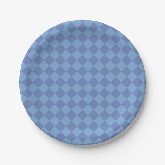Blue Schachbrett Diamond Pattern Pappteller (Vorderseite)
