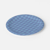 Blue Schachbrett Diamond Pattern Pappteller (Schrägansicht)