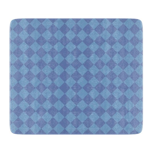 Blue Schachbrett Diamond Pattern Schneidebrett (Vorderseite)