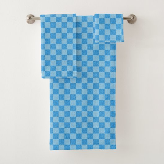 Blue Schachbrett Glitzer Badhandtuch Set (Insitu)