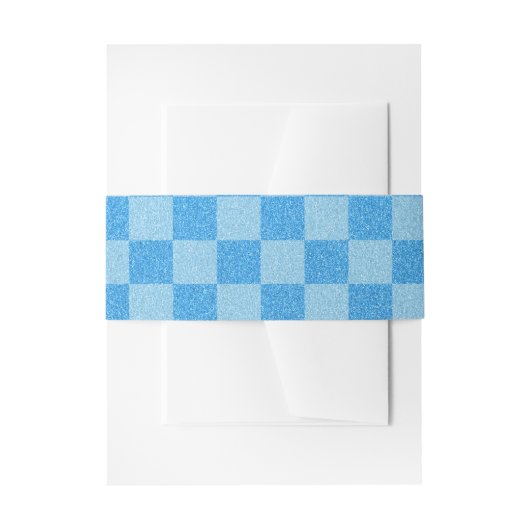 Blue Schachbrett Glitzer Einladungsbanderole (Vorderseite Beispiel)