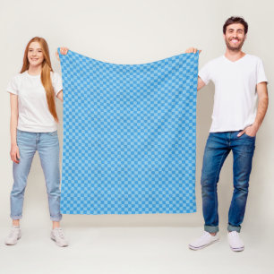 Blue Schachbrett Glitzer Fleecedecke