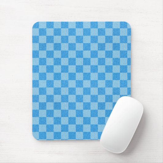 Blue Schachbrett Glitzer Mousepad (Mit Mouse)