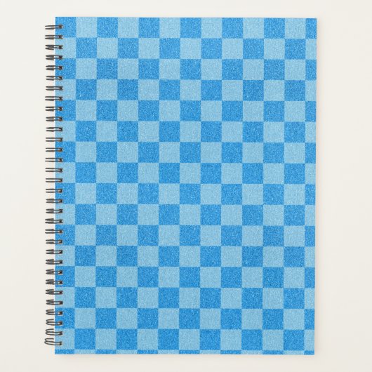 Blue Schachbrett Glitzer Planer (Vorderseite)