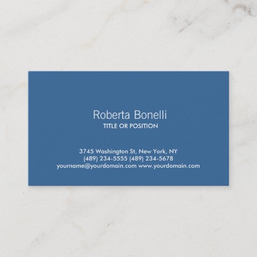 Blue Schlicht Contemporary Business Card Visitenkarte (Vorderseite)