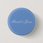 Blue Schlicht Elegant Minimalistisch Names Calligr Button (Vorderseite)