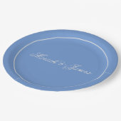 Blue Schlicht Elegant Minimalistisch Names Calligr Pappteller (Schrägansicht)