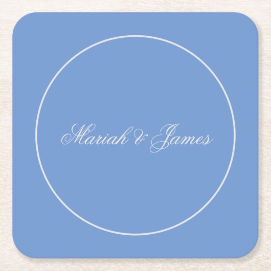 Blue Schlicht Elegant Minimalistisch Names Calligr Rechteckiger Pappuntersetzer (Vorderseite)