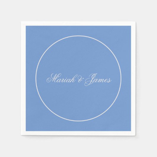 Blue Schlicht Elegant Minimalistisch Names Calligr Serviette (Vorderseite)