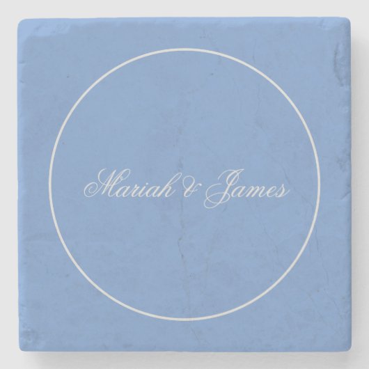 Blue Schlicht Elegant Minimalistisch Names Calligr Steinuntersetzer (Vorderseite)