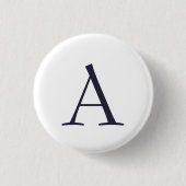 Blue Schlicht Elegant Modern Monogram Initial Button (Vorderseite)