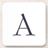 Blue Schlicht Elegant Modern Monogram Initial Getränkeuntersetzer (Vorderseite)