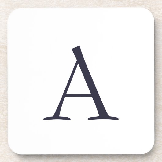 Blue Schlicht Elegant Modern Monogram Initial Getränkeuntersetzer (Vorderseite)