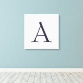 Blue Schlicht Elegant Modern Monogram Initial Leinwanddruck (Insitu (Holzboden))