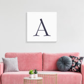 Blue Schlicht Elegant Modern Monogram Initial Leinwanddruck (Insitu (Wohnzimmer))