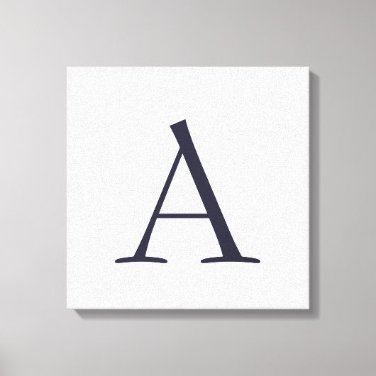 Blue Schlicht Elegant Modern Monogram Initial Leinwanddruck (Vorderseite)