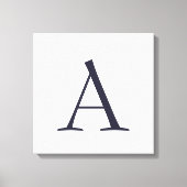 Blue Schlicht Elegant Modern Monogram Initial Leinwanddruck (Vorderseite)