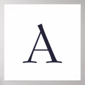 Blue Schlicht Elegant Modern Monogram Initial Poster (Vorne)