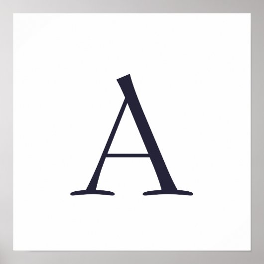 Blue Schlicht Elegant Modern Monogram Initial Poster (Vorne)