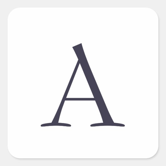 Blue Schlicht Elegant Modern Monogram Initial Quadratischer Aufkleber (Vorderseite)