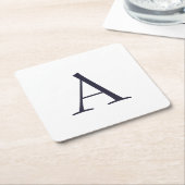 Blue Schlicht Elegant Modern Monogram Initial Rechteckiger Pappuntersetzer (angewinkelt)