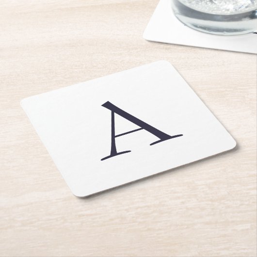 Blue Schlicht Elegant Modern Monogram Initial Rechteckiger Pappuntersetzer (angewinkelt)