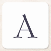 Blue Schlicht Elegant Modern Monogram Initial Rechteckiger Pappuntersetzer (Vorderseite)