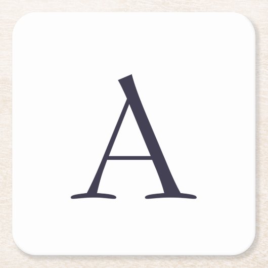 Blue Schlicht Elegant Modern Monogram Initial Rechteckiger Pappuntersetzer (Vorderseite)