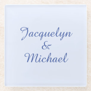 Blue Schlicht Elegante Moderne Kalligraphie Name Glasuntersetzer