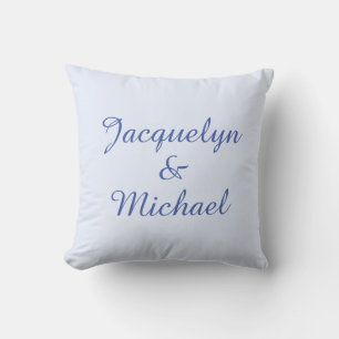 Blue Schlicht Elegante Moderne Kalligraphie Name Kissen