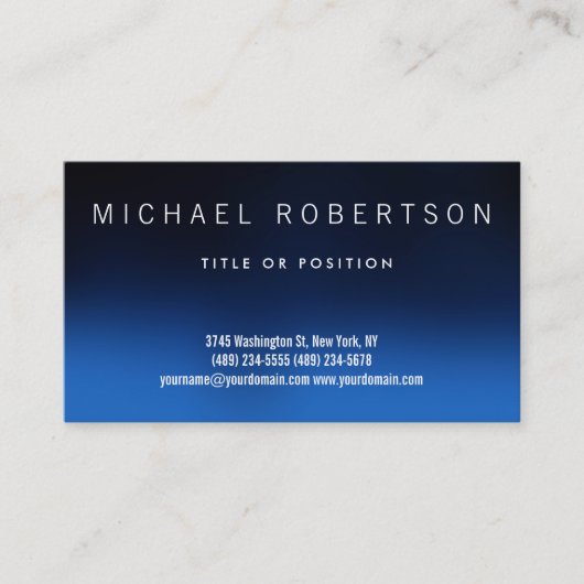 Blue Schlicht Modern Business Card Visitenkarte (Vorderseite)