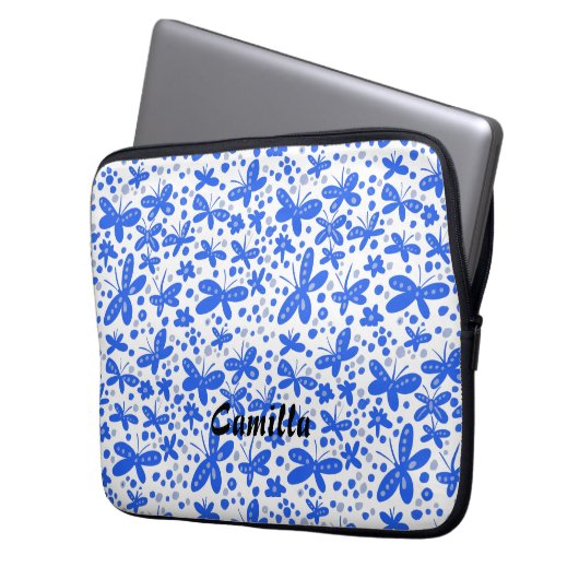 Blue Schmetterflies iPhone-Brieftasche Laptopschutzhülle (Vorderseite Links)