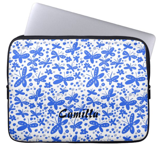 Blue Schmetterflies iPhone-Brieftasche Laptopschutzhülle (Vorderseite)